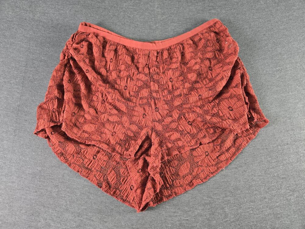 Aerie Sleep Shorts Womens Large Orange Lace Floral Eyelet Lounge Sleepwear
